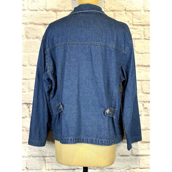Vintage Timbuktu Womens Southwestern Denim Jean Jacket Button Up Western Blue XL - Picture 2 of 9